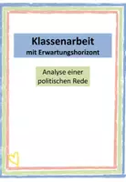 Vorschau - Klassenarbeiten - Analyse einer politischen Rede - Klassenarbeit mit EWH - Deckblatt