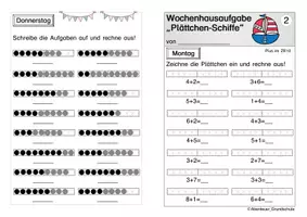 Vorschau - Arbeitsblätter - Wochenhausaufgabe Plättchenschiffe im Zahlenraum 10 und 20 - Seite 3