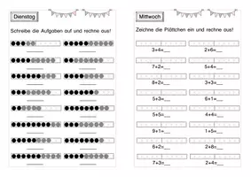 Vorschau - Arbeitsblätter - Wochenhausaufgabe Plättchenschiffe im Zahlenraum 10 und 20 - Seite 2
