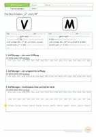 Vorschau - Arbeitsblätter - Griffweg und Tastschreibübungen für die Buchstaben V & M - Seite 1