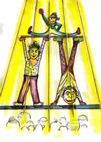 Vorschau - Mal- und Bastelvorlagen - Akrobaten - Bildaufbau - Deckblatt