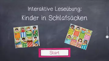 Vorschau - Interaktives Material - Interaktive Leseübung: Kinder in Schlafsäcken - Seite 1