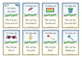 Vorschau - Spiele - Lesespiel Am Strand - Ich habe...wer hat...? Klasse 1/2 - Seite 1