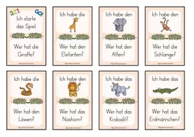 Vorschau - Spiele - Lesespiel Wilde Tiere - Ich habe...wer hat...? Klasse 1/2 - Seite 1