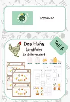 Vorschau - Unterrichtsreihen - Lerntheke Huhn, Vom Ei zum Huhn, Entwicklung, Haustier/ Nutztier, Bauernhof - Deckblatt