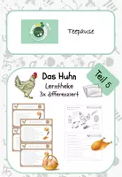 Vorschau - Unterrichtsreihen - Lerntheke Huhn: Nutztier, Produkte; Heimtiere/ Haustiere, Bauernhof - Deckblatt