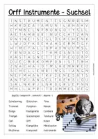 Vorschau - Arbeitsblätter - Orff-Instrumente Suchsel (Buchstabengitter für den Musikunterricht) - Deckblatt