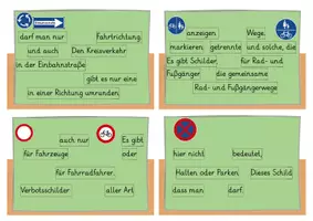 Vorschau - Arbeitsblätter - Purzelsätze Verkehrsschilder: Kartei zum selbstständigen Üben - Seite 2