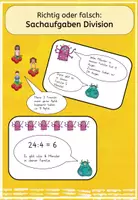 Vorschau - Aufgabenkarten - Richtig oder Falsch: Sachaufgaben Division - Deckblatt