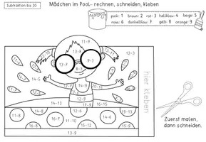 Vorschau - Arbeitsblätter - Sommer Rechenaufsteller Zahlenraum 20 - 1.Klasse - Rechnen und Malen - Seite 2