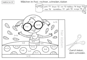 Vorschau - Arbeitsblätter - Sommer Rechenaufsteller Zahlenraum 20 - 1.Klasse - Rechnen und Malen - Seite 3