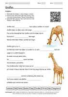 Vorschau - Arbeitsblätter - Arbeitsblatt zum Thema "Giraffen" + Onlineübung & MP3 + Mindmap + Infografik - Deckblatt