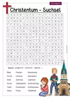 Vorschau - Arbeitsblätter - Christentum - Suchsel (Buchstabengitter zu den Weltreligionen) - Deckblatt