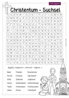 Vorschau - Arbeitsblätter - Christentum - Suchsel (Buchstabengitter zu den Weltreligionen) - Seite 1