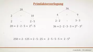 Vorschau - Präsentationen/Tafelbilder - Tafelbilder - kgV, ggT und Primfaktorzerlegung - Seite 1