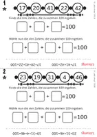 Vorschau - Arbeitsblätter - Welche Zahlen ergeben 100? Addition im ZR 100 (22 Aufgaben) - Seite 1