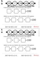 Vorschau - Arbeitsblätter - Welche Zahlen ergeben 100? Addition im ZR 100 (22 Aufgaben) - Seite 3