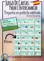 Vista previa - Juegos / Gamificación - Juego de cartas: Parar e intercambiar / Preguntas en pretérito indefinido - Portada