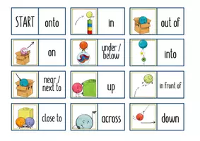 Vista previa - Unidades / Secuencias / Situaciones de Aprendizaje - Prepositions of Location - Domino / Matching Pairs - página 1