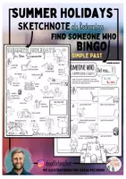 Vista previa - Hojas de trabajo - After the Summer Holidays - Sketchnote + Find Someone Who / Bingo - Portada