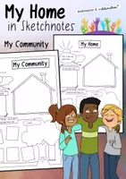 Vista previa - Manualidades / Dibujos para colorear - My Home / Community - in Sketchnotes - Portada