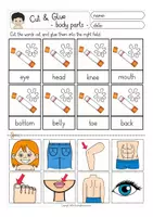 Vista previa - Hojas de trabajo - BODY PARTS (cuerpo) cut & glue worksheets English / Inglés - página 2