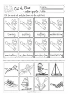 Vista previa - Hojas de trabajo - WATERSPORTS cut & glue worksheets English / Inglés - página 3