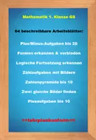 Vorschau - Arbeitsblätter - Mathematik Grundschule 1.Klasse 64 Arbeitsblätter Lehrplankonform - Deckblatt