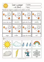Vista previa - Hojas de trabajo - Leer y pegar El clima Español/ E.L.E - página 1