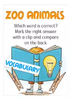 Vista previa - Tarjetas / Manipulativos - zoo animals English / Inglés clip cards game - página 1