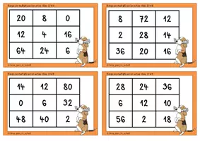 Vista previa - Juegos / Gamificación - Bingo de multiplicación a las filas 2/4/8 para la categoría de perros - página 1
