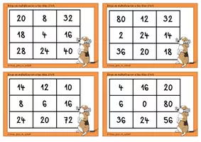 Vista previa - Juegos / Gamificación - Bingo de multiplicación a las filas 2/4/8 para la categoría de perros - página 3