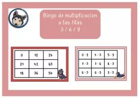Vista previa - Juegos / Gamificación - Bingo de multiplicación a las filas 3/6/9 para la categoría de perros - Portada