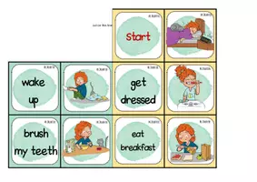 Vista previa - Juegos / Gamificación - Inglés ESO – Juego de emparejar: rutinas diarias (vocabulario en inglés) - página 1