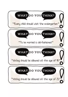Vista previa - Tarjetas / Manipulativos - Speaking/writing activity: What do you think? - página 3