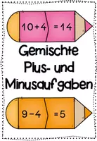 Vorschau - Stationenlernen - Gemischte Plus- und Minusaufgaben - Puzzeln - Deckblatt