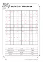 Vista previa - Hojas de trabajo - Brown Owl's Birthday Tea - WORD SEARCH - página 3