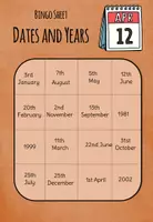 Vista previa - Juegos / Gamificación - Bingo Game - Dates and Years - Fecha - página 1