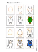Vista previa - Manualidades / Dibujos para colorear - Arte para niños: dibujar monstruos - página 2