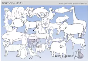 Vista previa - Manualidades / Dibujos para colorear - Animales de la A a la Z en blanco y negro ABC Anlaut - Portada