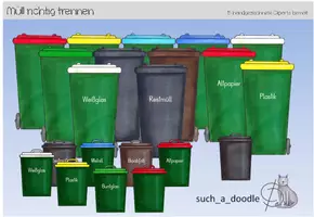Vista previa - Elementos para la creación de materiales - Basura Separación de residuos Cubo de basura Cubo de estiércol Cubo de basura Bote de basura - Portada