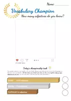 Vista previa - Hojas de trabajo - Vocabulary Champion: Template + ready vocabulary check-up (personality traits; adjectives) - página 1