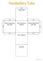 Vista previa - Hojas de trabajo - Vocabulary Cube (2 versions) - página 1