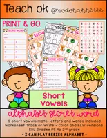 Vista previa - Hojas de trabajo - Alphabet Secret Word Short Vowels Color and BW FS - Portada