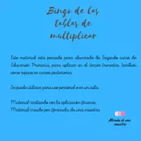 Vista previa - Unidades / Secuencias / Situaciones de Aprendizaje - BINGO TABLAS DE MULTIPLICAR - página 1
