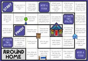 Vista previa - Hojas de trabajo - Around home - Conversation Board Game - página 1