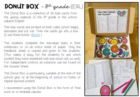 Vista previa - Hojas de trabajo - DONUT BOXES - Grammar Task Cards (English year 1-4) - PAQUETE DE AHORRO - página 3