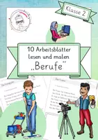Vorschau - Arbeitsblätter - Berufe Lesemalblätter, lesen und malen, Klasse 2 - Deckblatt