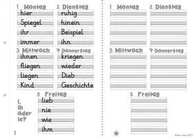 Vorschau - Arbeitsblätter - Wochenpläne für tägliche Abschreibübungen (i, ie, ih/sp, st, sch/ au, eu, ei) - Seite 2
