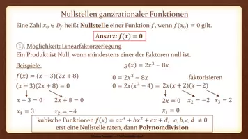 Vorschau - Präsentationen/Tafelbilder - Tafelbilder - Nullstellen und Vielfachheiten (Materialpaket) - Seite 1
